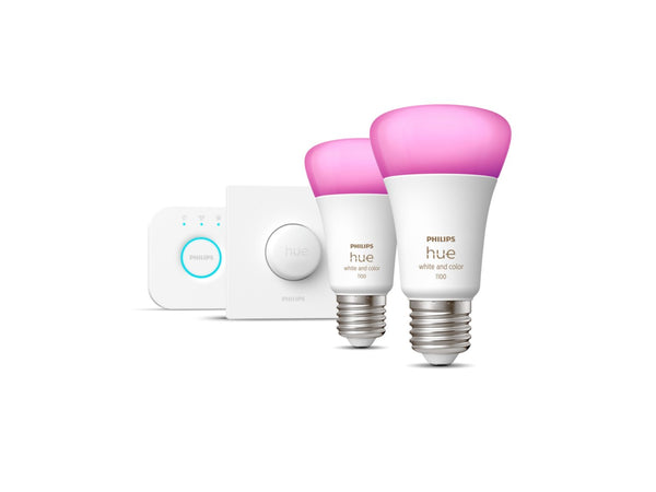 Kit de démarrage E27 Hue White Color and Ambiance (2ampoules + bouton intelligent) 1100LM