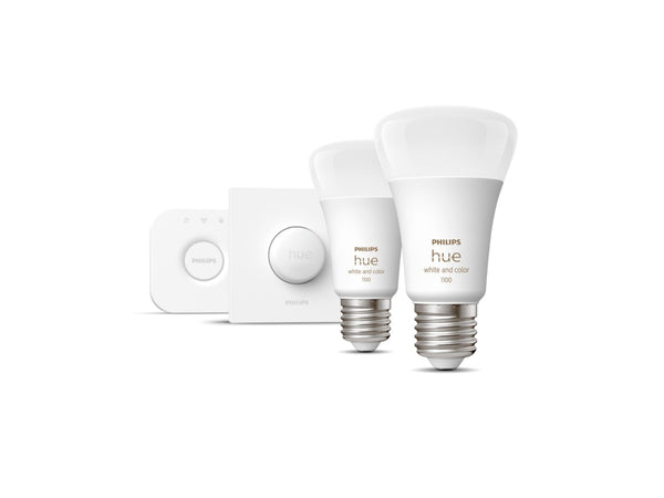 Kit de démarrage E27 Hue White Color and Ambiance (2ampoules + bouton intelligent) 1100LM