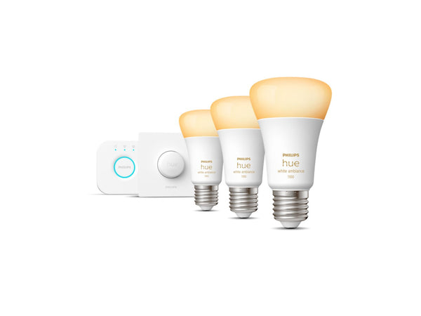 Kit de démarrage E27 Hue White Ambiance (3 ampoules + bouton intelligent) 1100LM